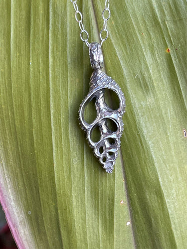 Solid sterling shell cross section pendant