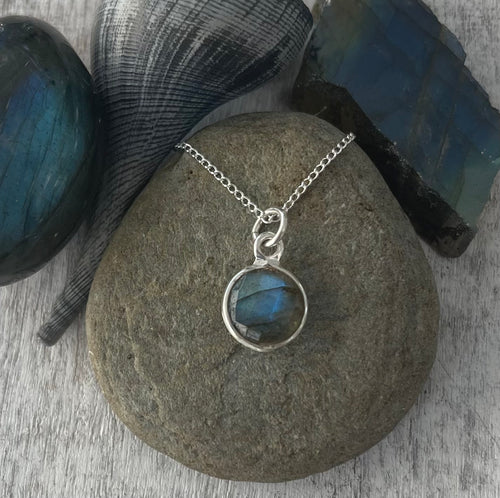 Faceted Labradorite Bezel Wrapped Necklace